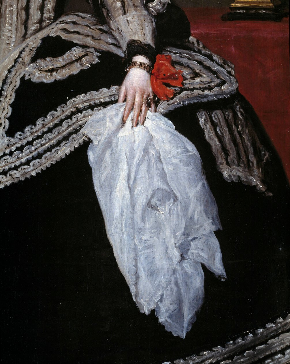 Ręka i szalik Szczegół portretu królowej Marii Anny (Marianny) Austrii (1634-1696), żony Filipa IV”” Obraz Diego velasqueza (1599-1660) Madryt XVII w., Muzeum Prado autorstwa Diego Velázquez