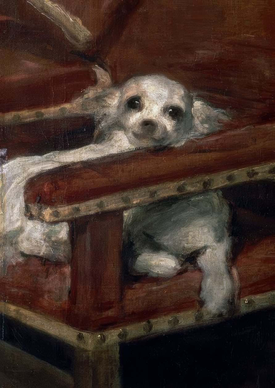 Niemowlę Filip Prosper / detal: mały pies autorstwa Diego Velázquez