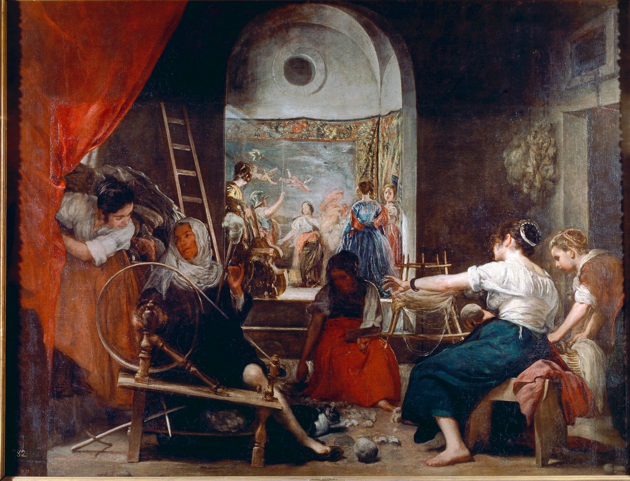 Las Hilanderas czyli bajka Arachne (olej na płótnie, ok. 1653) autorstwa Diego Velázquez