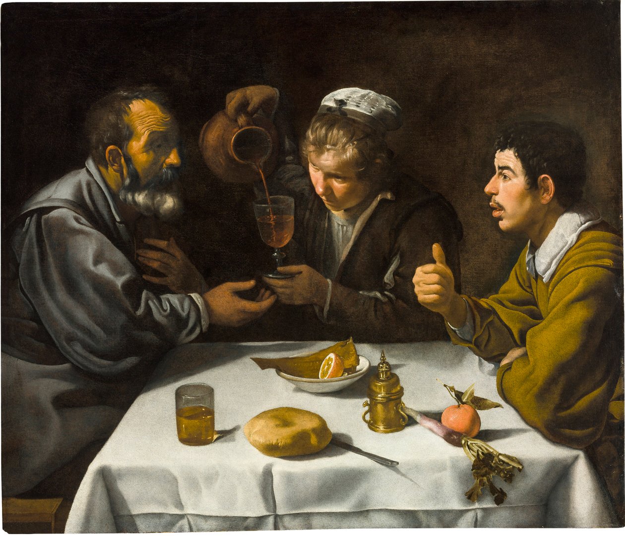 Le dejeuner - Śniadanie, autorstwa Velazqueza, Diego (1599-1660). olej na płótnie, ok. 1618. Wymiar : 96x112 cm. Muzeum Szepmuveszeti, Budapeszt autorstwa Diego Velázquez