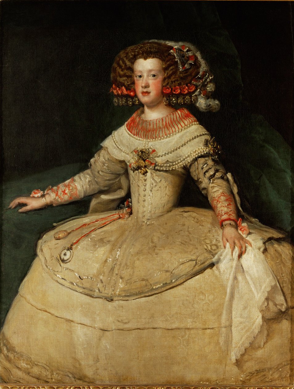 Maria Teresa, infantka, córka króla Hiszpanii Filipa IV i jego żony Izabeli, poślubiła Ludwika XIV we Francji... (olej na płótnie) autorstwa Diego Rodriguez de Silva y Velazquez