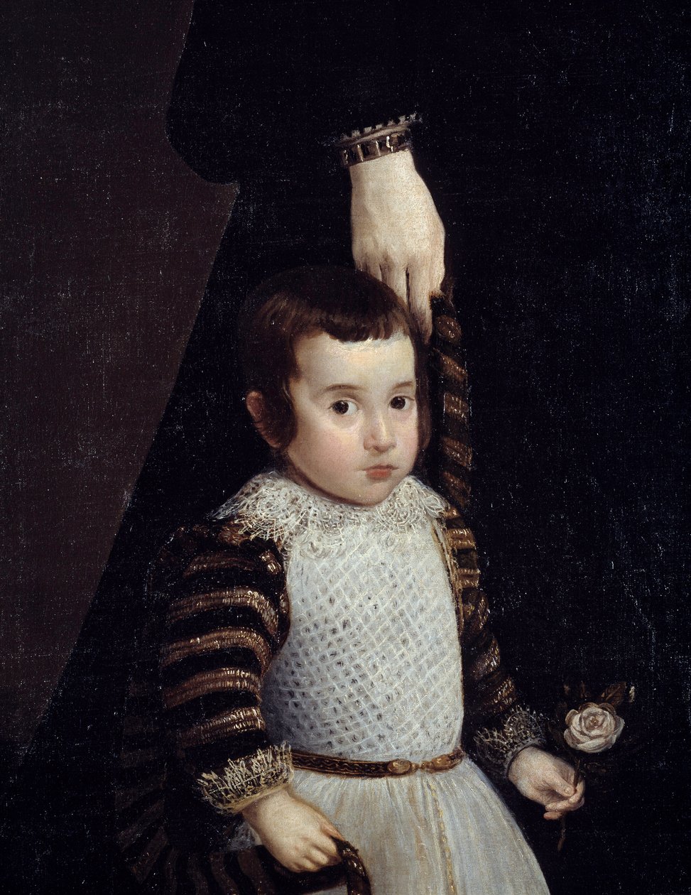 Portret Antonii de Ipenarrieta z synem Luisem. Szczegół reprezentujący dziecko. Obraz Diego Rodrigueza de Silva y Velasquez (1599-1660) autorstwa Diego Velázquez
