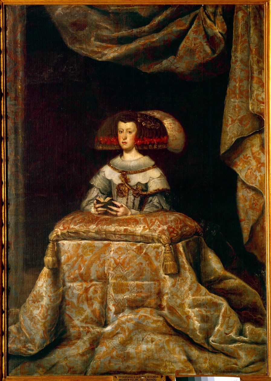 Portret Marianny Austriaczki (1631-1696) w modlitwie (Marii Anny lub Marii Anny Austriaczki, drugiej żony Filipa IV Hiszpańskiego). Obraz Diego Velasqueza (1599-1660) ec. zwł. autorstwa Diego Velázquez