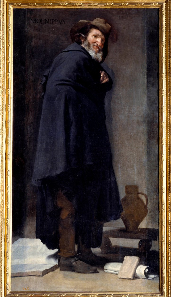 Portret Menippe (Menippe de Sinope, grecki poeta i filozof szkoły cynicznej, żyjący między IV a III wiekiem p.n.e.). Obraz Diego Rodrigueza de Silva y Velasquez (1599-1660) autorstwa Diego Velázquez