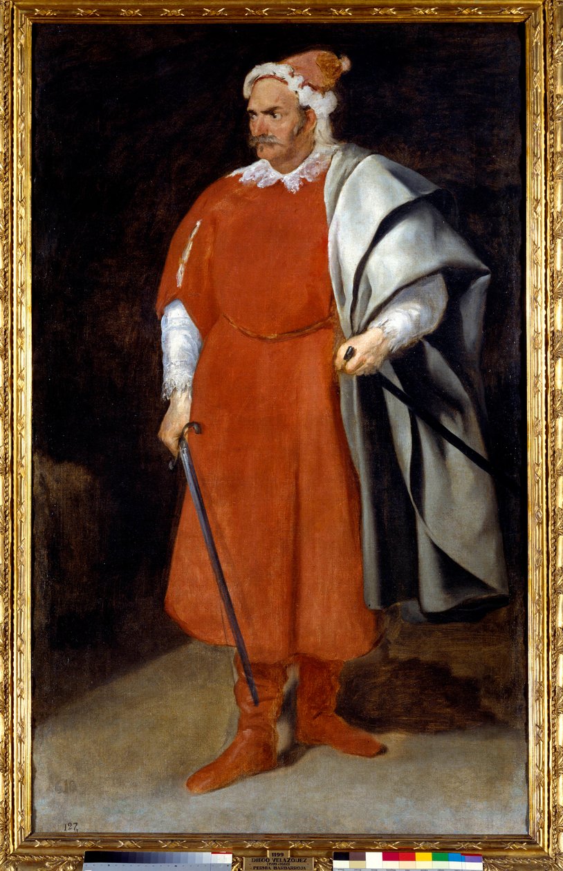 Portret błazna Cristobal z Castaneda vetu w języku tureckim (Barbarroja lub Ruda Broda, Czerwony Brabe). Obraz Diego Rodrigueza de Silva y Velasquez (1599-1660), v.1637-40. Olej na płótnie. Wymiary: 1,98 X 1,21m. Madryt, Muzeum Du Prado autorstwa Diego Velázquez