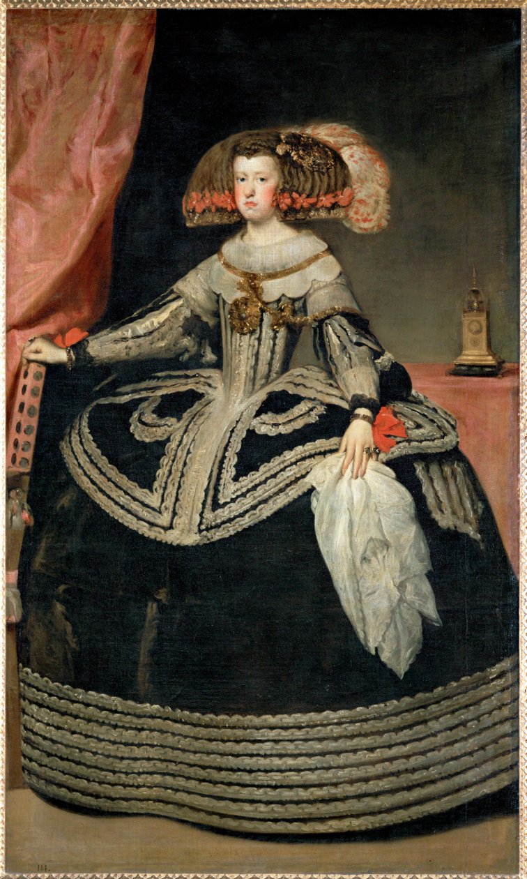 Królowa Maria Anna Austriaczka, żona króla Hiszpanii Filipa IV, córka cesarza Ferdynanda III ... autorstwa Diego Rodriguez de Silva y Velazquez