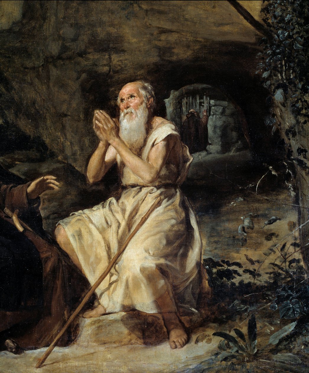 Św. Antoni i Św. Paweł Pustelnik Detal przedstawiający Św. Pawła z Teb. Obraz Diego Rodrigueza de Silva y Velasquez (1599-1660), ok. 1635 r. Olej na płótnie. Wymiary: 2,57 x 1,88 m. Madryt, Muzeum Du Prado autorstwa Diego Velázquez