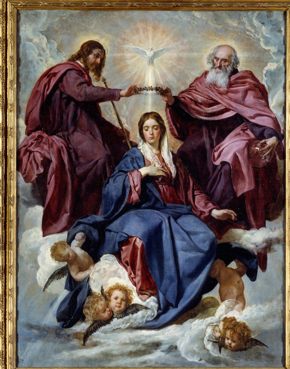 Koronacja Matki Boskiej. Obraz Diego Rodrigueza de Silva i Velasqueza (1599-1660) autorstwa Diego Velázquez