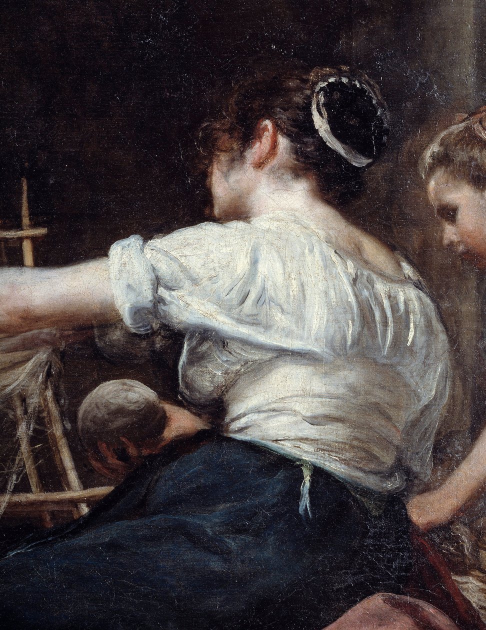 Błystki lub bajka Arachne Detail o pracowniku pleców. Obraz Diego Rodrigueza de Silva y Velasquez (1599-1660), ok. 1930 r. 1653. Słońce 2,2x2,89 m Madryt, Muzeum Prado autorstwa Diego Velázquez