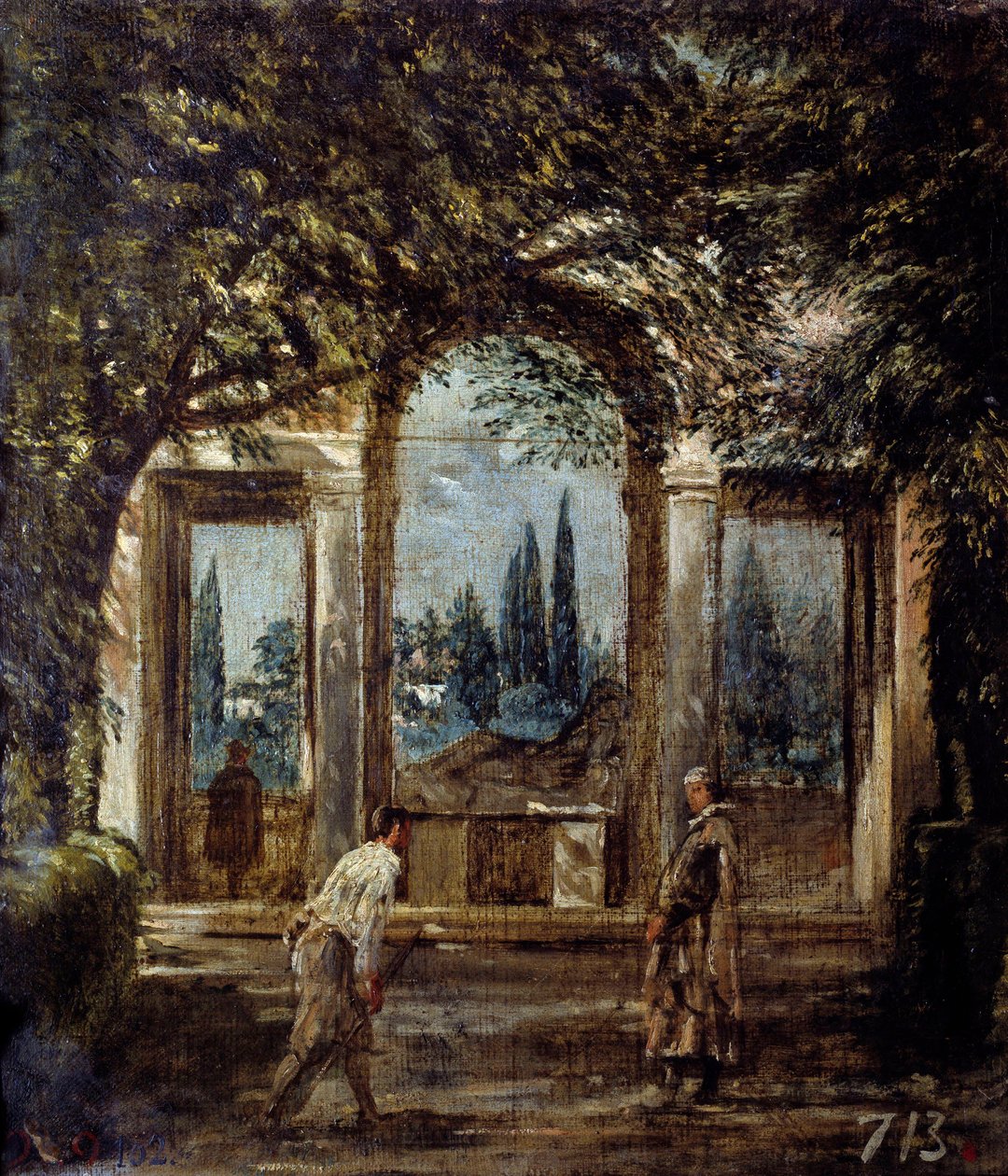 Villa Medicis w Rzymie, Pawilon Kleopatry lub „Pawilon Ariany”. Widok na ogrody Villa Medicis w Rzymie. Obraz Diego Rodrigueza de Silva i Velasqueza (1599-1660) autorstwa Diego Velázquez