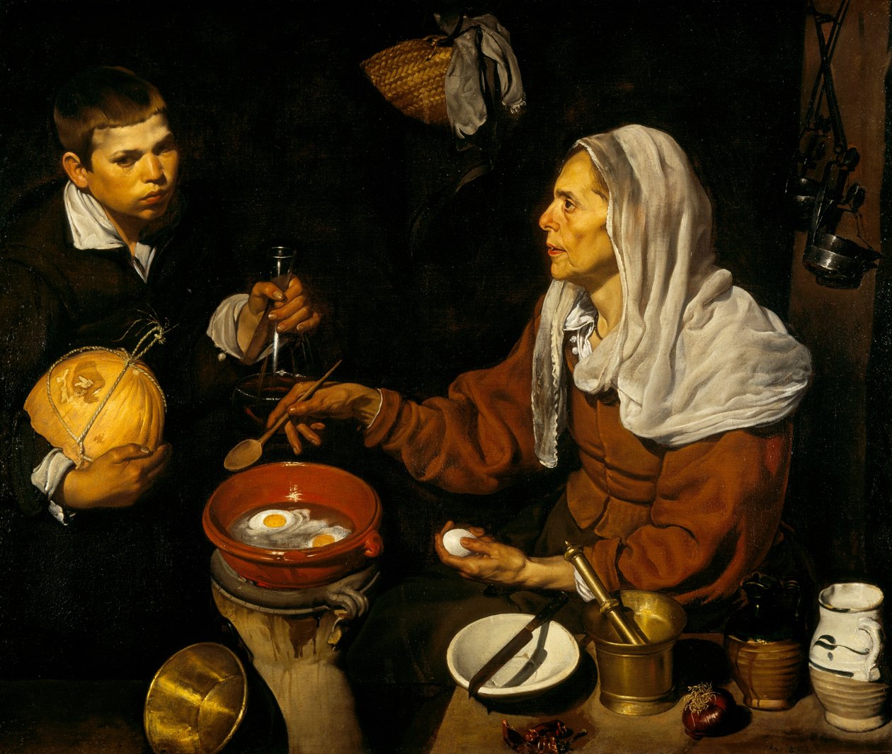 Stara kobieta gotująca jajka autorstwa Diego Velázquez