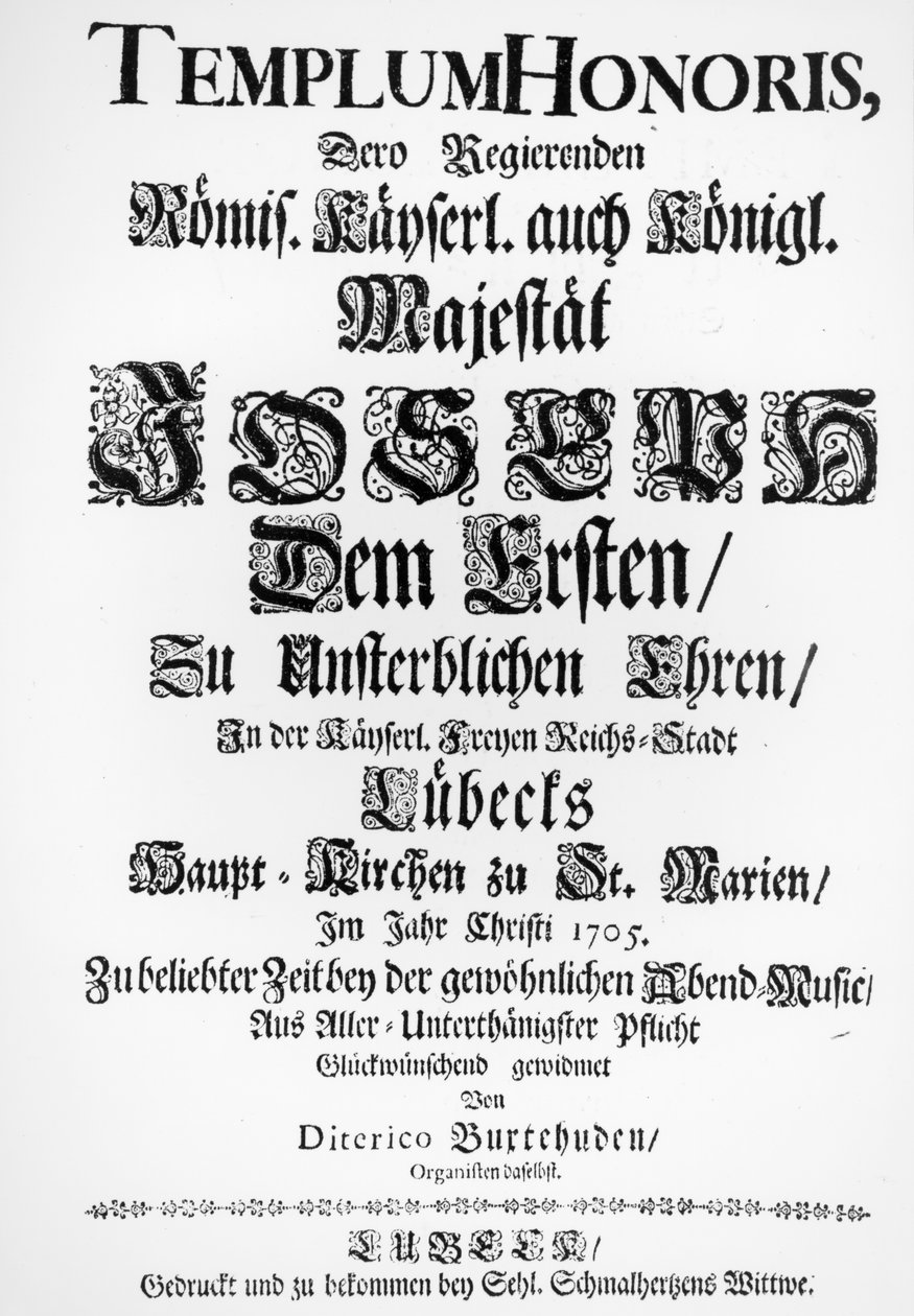 Strona tytułowa Abendmusik, 1705 (druk) autorstwa Dietrich Buxtehude