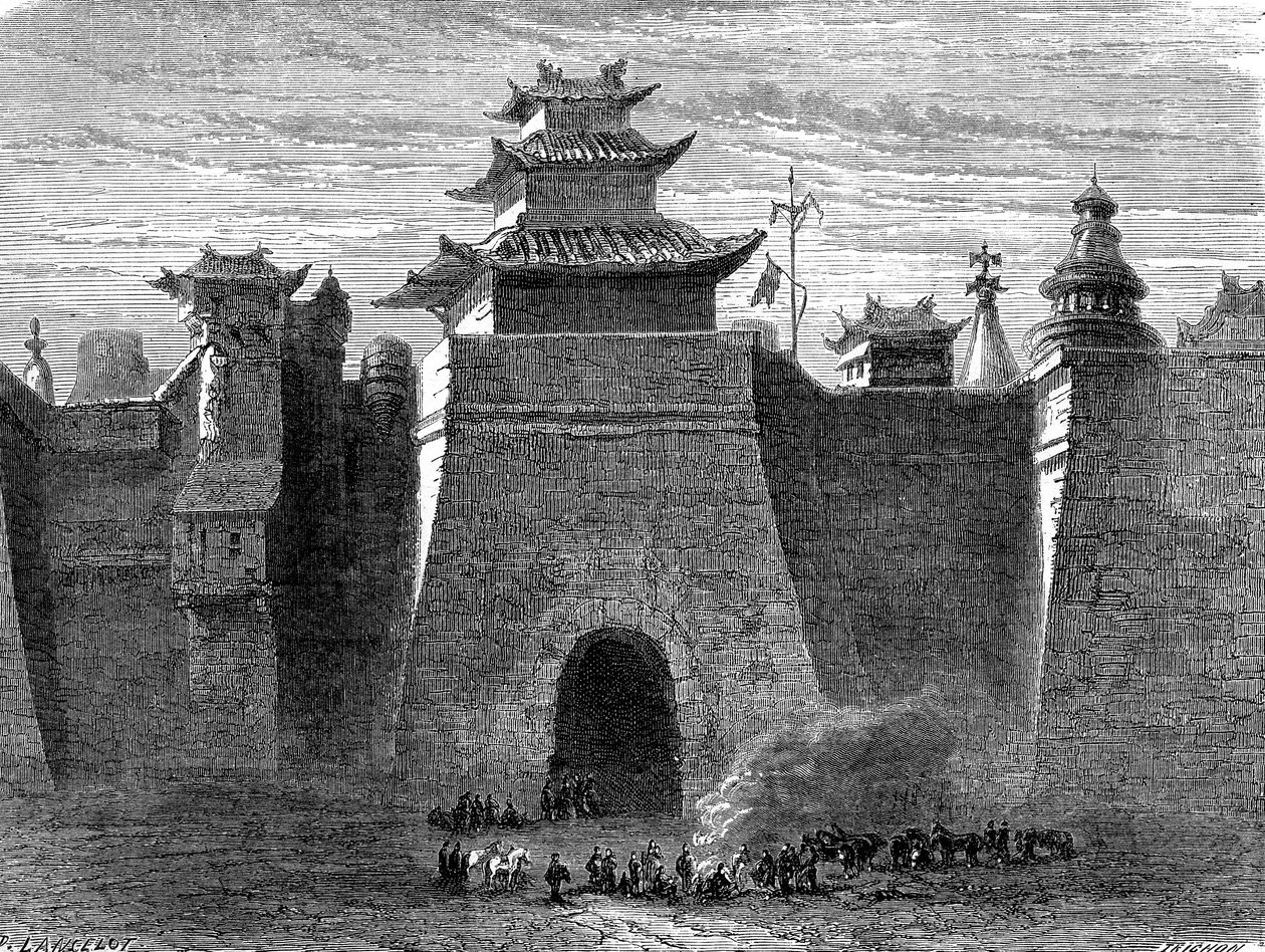 Ściany i brama PEKIN, Chiny autorstwa Dieudonne Auguste Lancelot