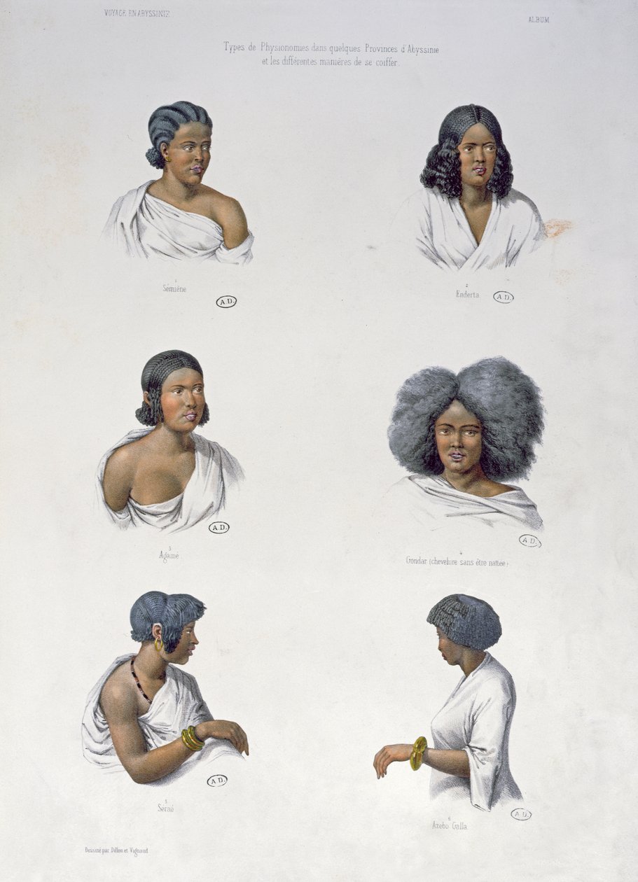 Rdzenni mieszkańcy Abisynii, grawerowane przez Aumonta, ok. 1840 r autorstwa Dillon and Vignaud