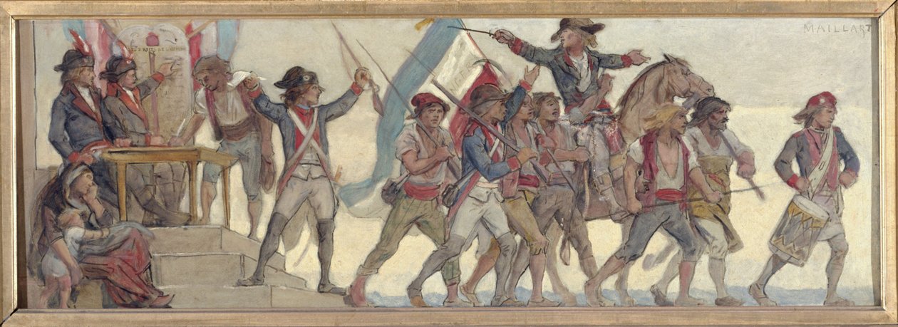 Odejście poborowych, Ojczyzna w niebezpieczeństwie: Szkic szkoły przy rue de Château-Landon autorstwa Diogene Ulysse Napoleon Maillart