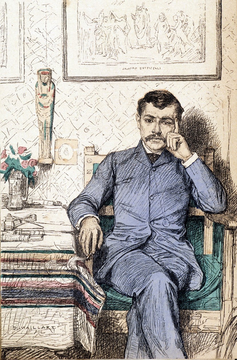Portret Paula Bourgeta, francuskiego powieściopisarza (1852-1935) (grafika) autorstwa Diogene Ulysse Napoleon Maillart