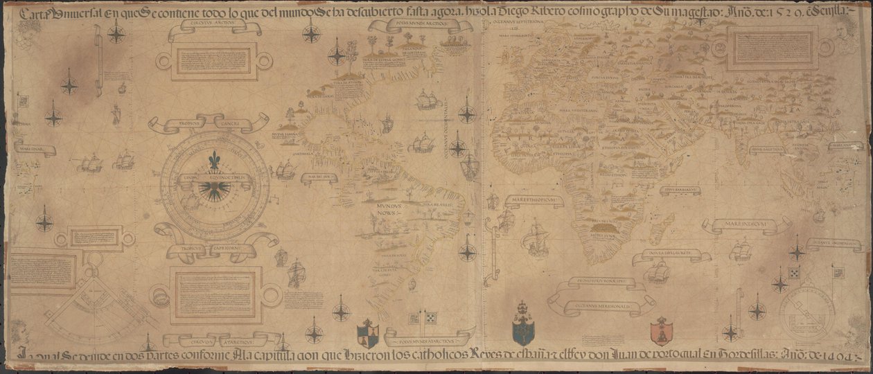 Propaganda mapy świata, 1529 autorstwa Diogo Ribeiro