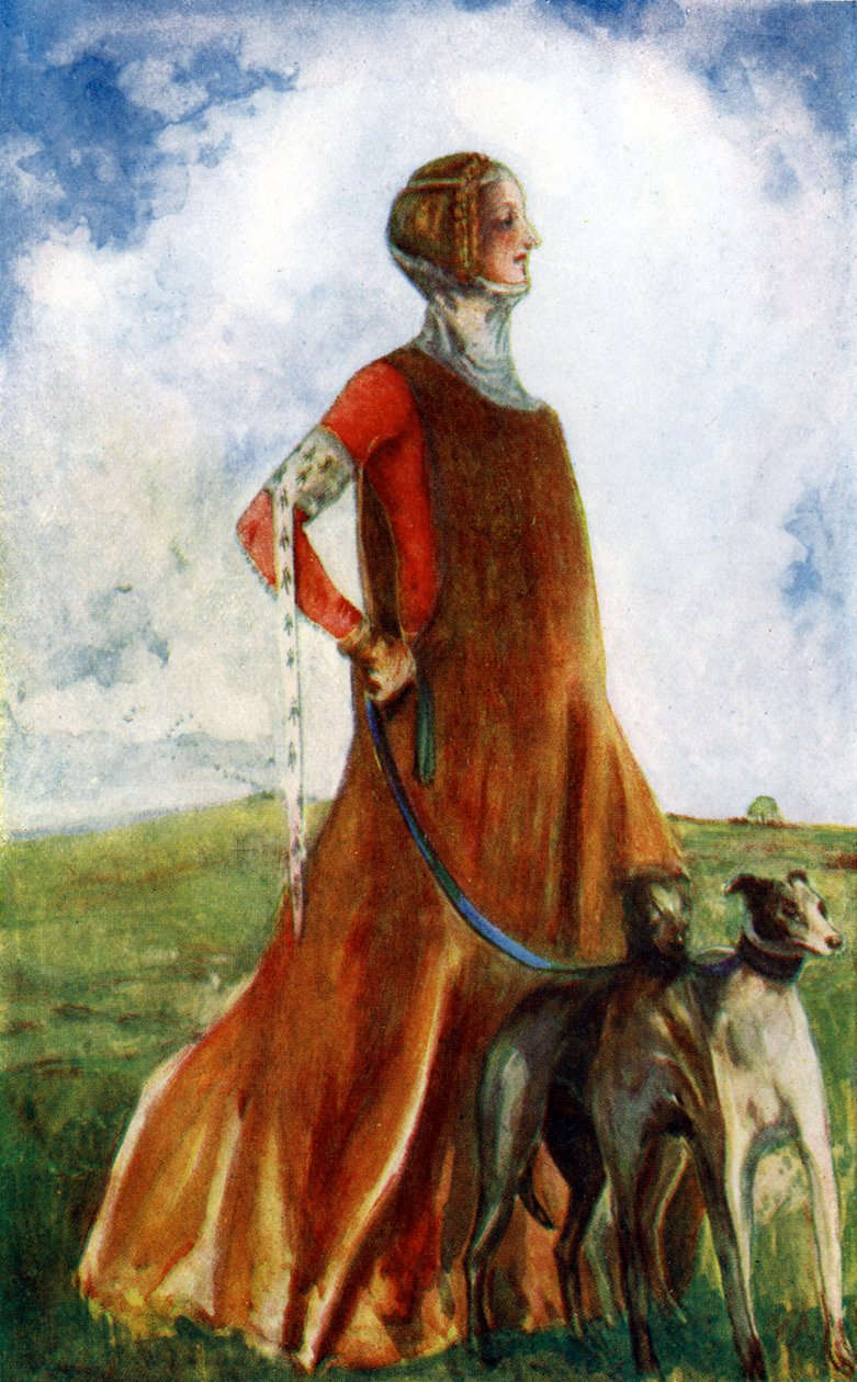 Kostium damski za panowania Edwarda III autorstwa Dion Clayton Calthrop