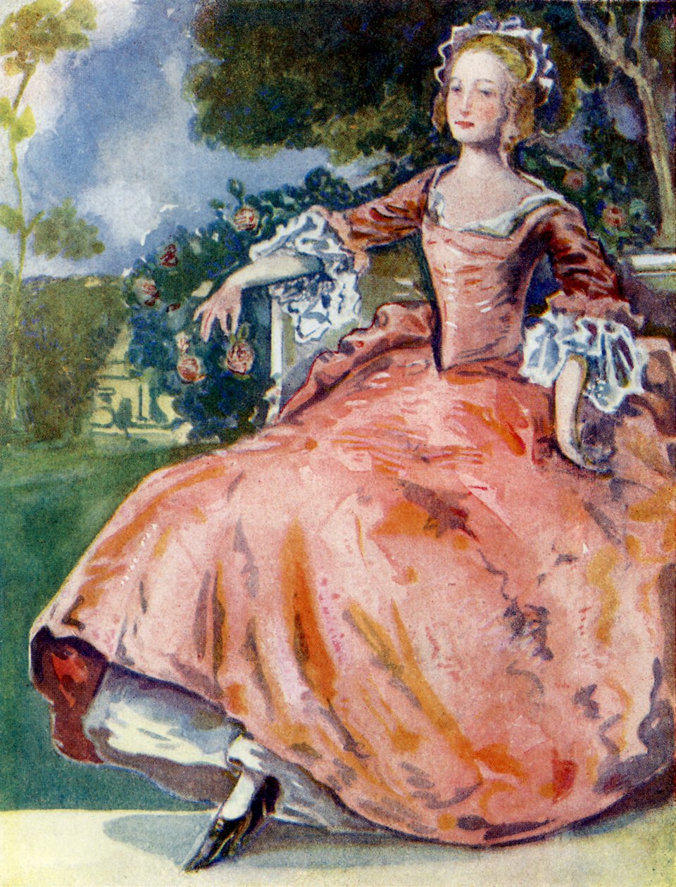 Kostium damski za panowania Jerzego I (1714-1727) autorstwa Dion Clayton Calthrop