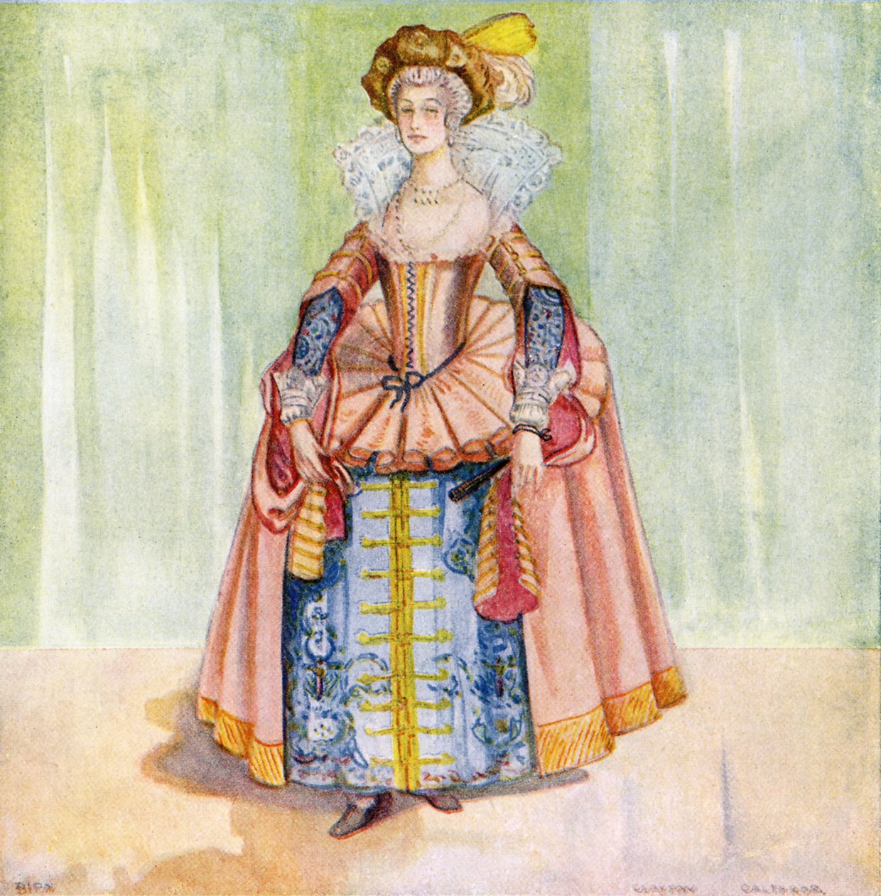 Strój kobiecy w czasach panowania Jakuba I (1603-1625) autorstwa Dion Clayton Calthrop