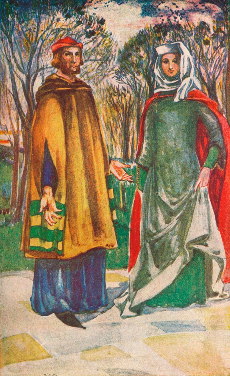 Mężczyzna i kobieta z czasów Edwarda I, 1907 autorstwa Dion Clayton Calthrop
