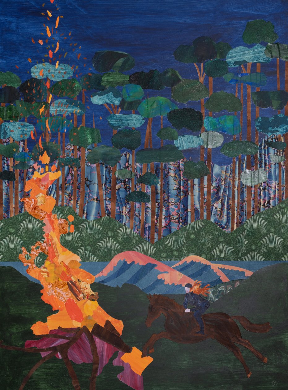 Brunnhilda i stos nad Renem (kolaż) autorstwa Dione Verulam