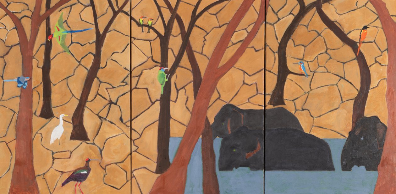 Dżungla, Indie, 2020 (olej na płótnie) autorstwa Dione Verulam