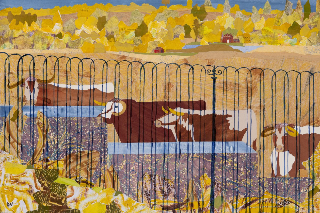 Spragnione longhorny, gorące lato (kolaż) autorstwa Dione Verulam