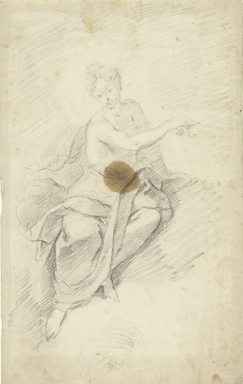 Studium nimfy lub bogini siedzącej w chmurach autorstwa Dionys van Nijmegen (possibly)
