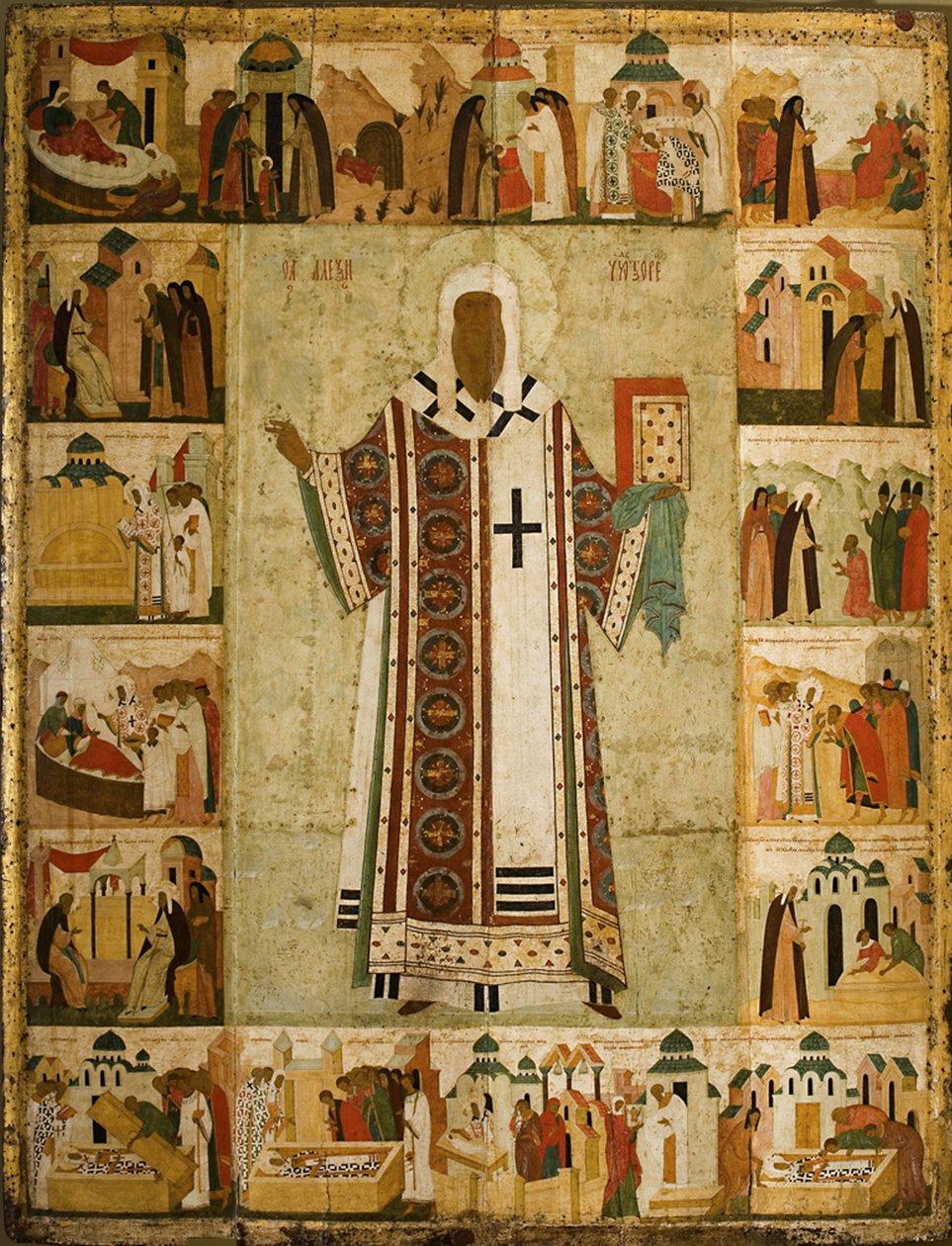 Święty Aleksy (olej i złoto na panelu) autorstwa Dionysius