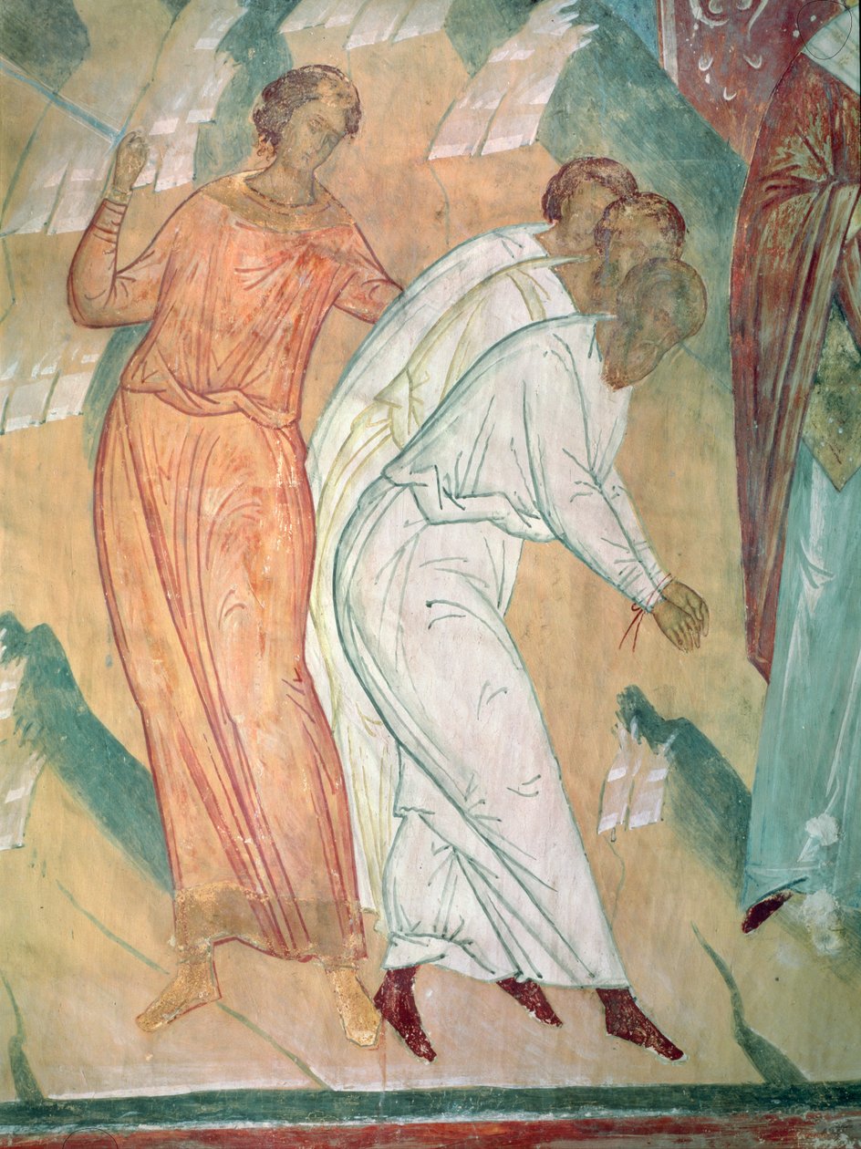 Trzej mężczyźni uratowani od miecza, fragment scen z życia św. Mikołaja z Miry, 1502-04 autorstwa Dionysius