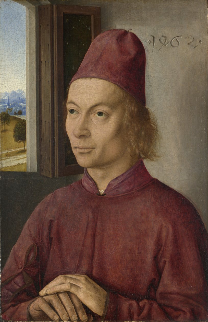 Portret młodego mężczyzny, być może Jan van Winckele, 1462 (olej, jajko i tempera na płycie dębowej) autorstwa Dirck Bouts