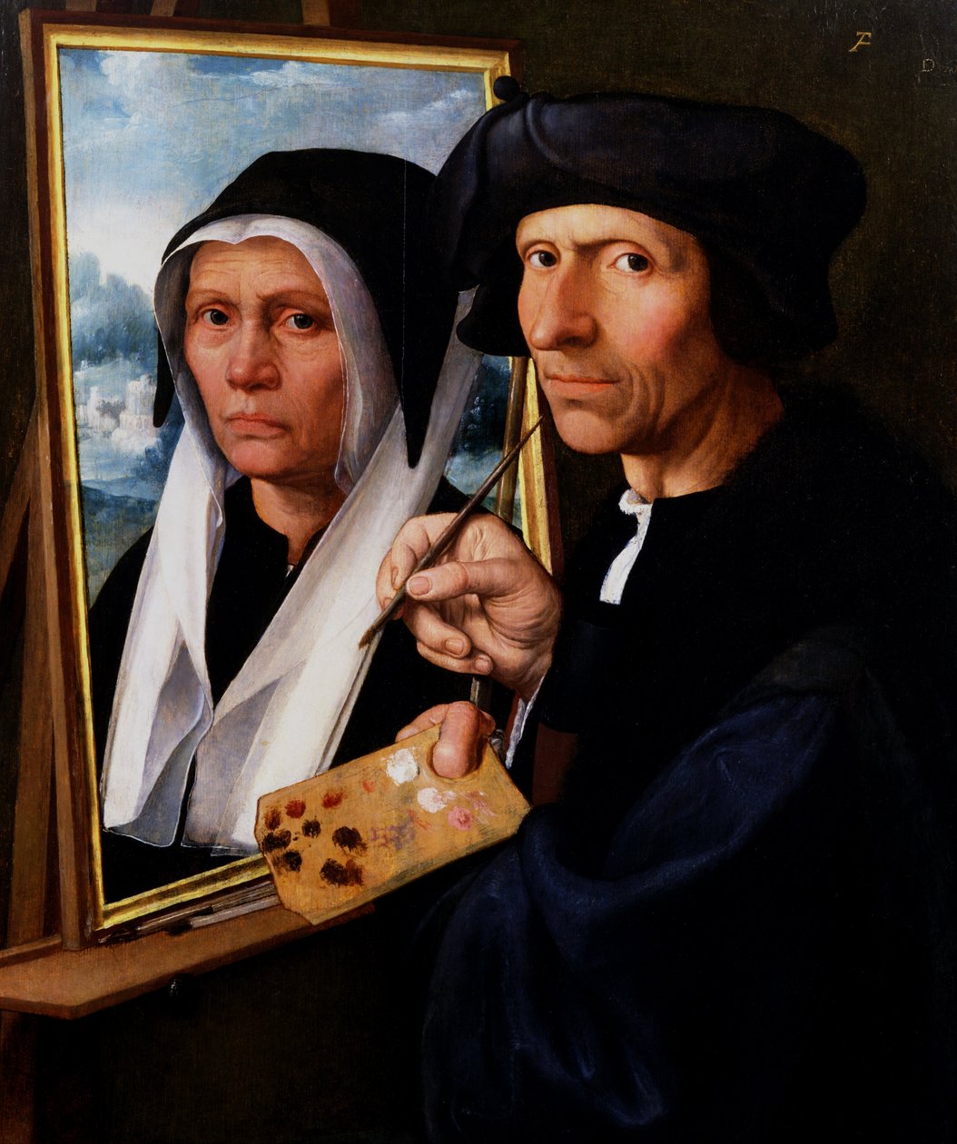 Jakuba Kornelisza. van Oostsanen maluje portret swojej żony autorstwa Dirck Jacobsz