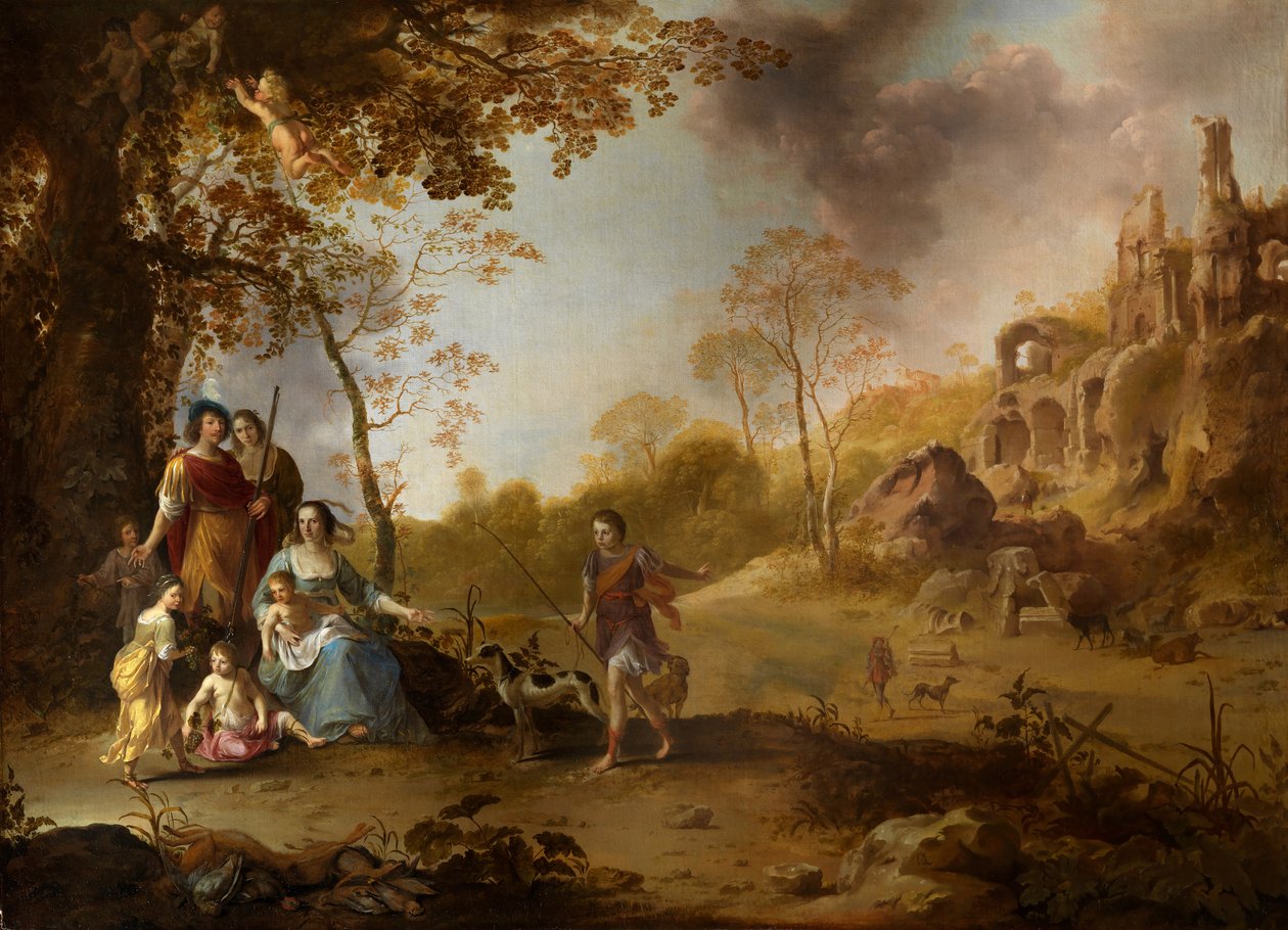 Alegoryczny portret rodzinny w krajobrazie autorstwa Dirck van der Lisse
