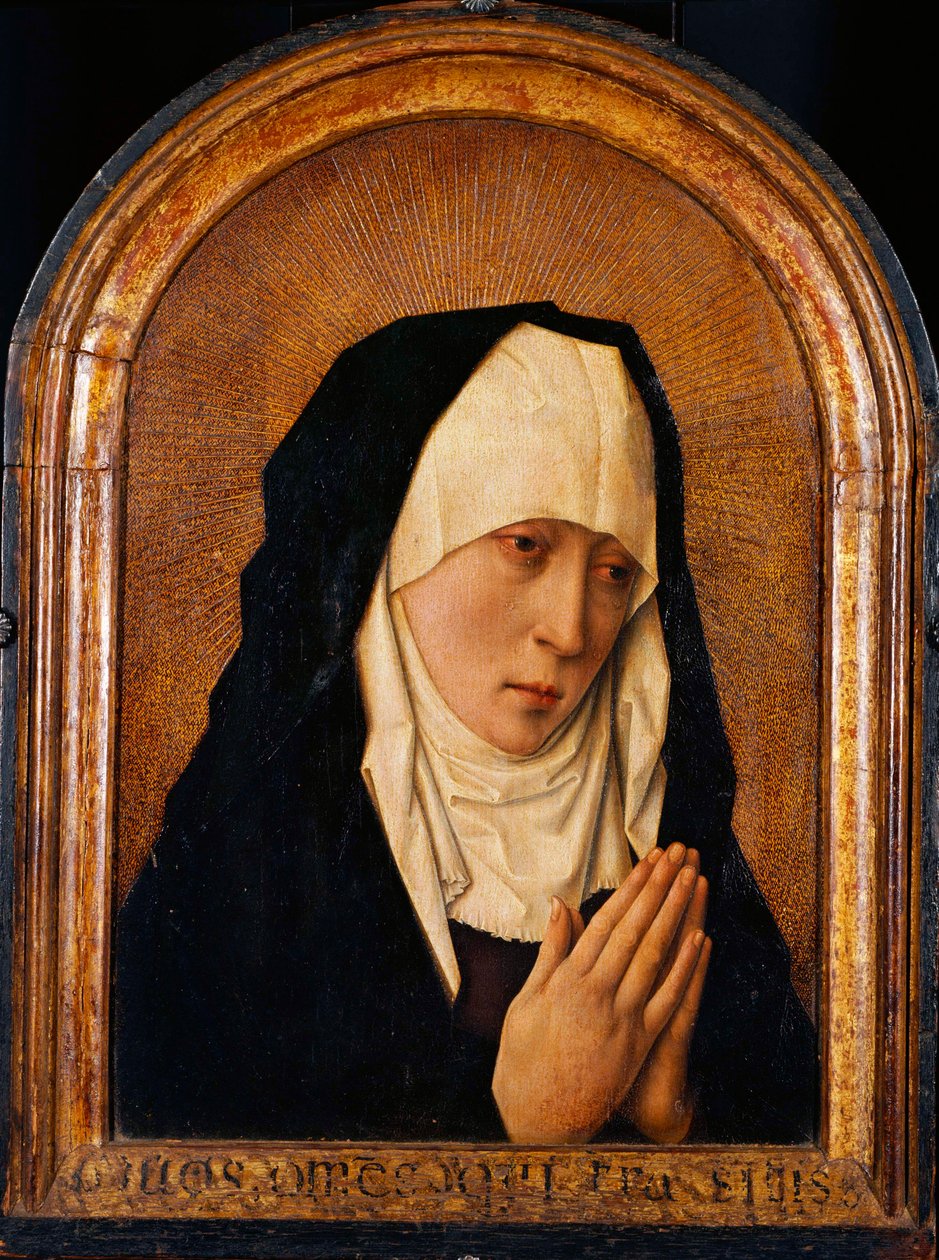 ""Mater Dolorosa"" Peinture de Dirk Bouts (1410/20-1475) - Olej na desce Wym. 45x31 cm Narodowe Muzeum Sztuki Zachodniej, Tokio autorstwa Dirck Bouts