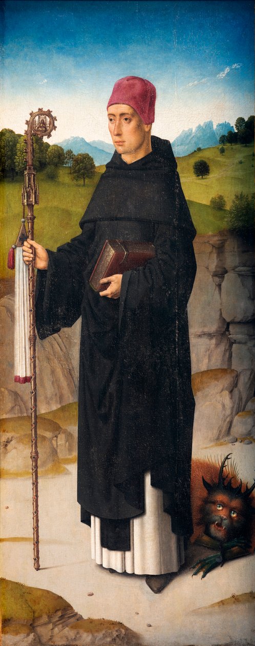 Kościół parafialny (Parochiekerk Sint-Pieter). Obraz. Napady Dirka. Męczeństwo św. Erazma. Ca 1460-1464. Szczegół. Prawy panel. autorstwa Dirck Bouts