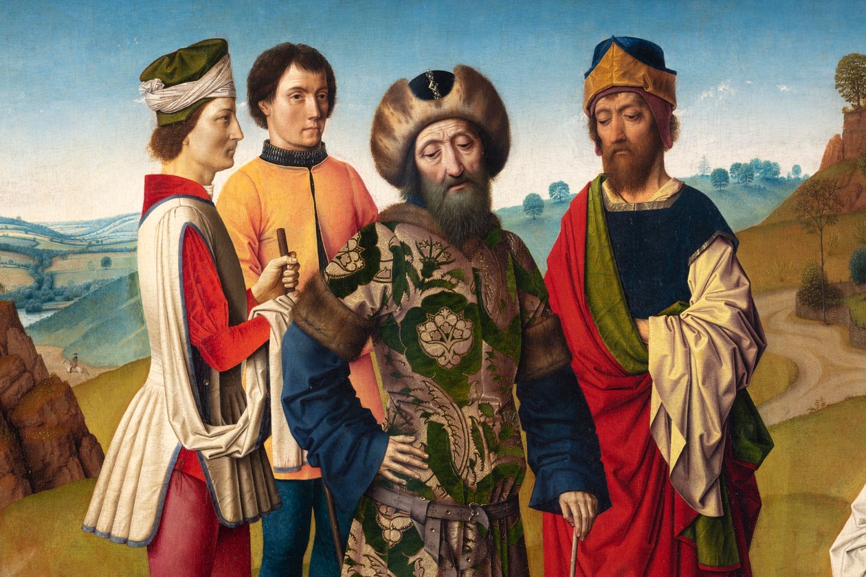 Kościół parafialny (Parochiekerk Sint-Pieter). Obraz. Napady Dirka. Męczeństwo św. Erazma. Ca 1460-1464. Szczegół. Panel centralny. autorstwa Dirck Bouts