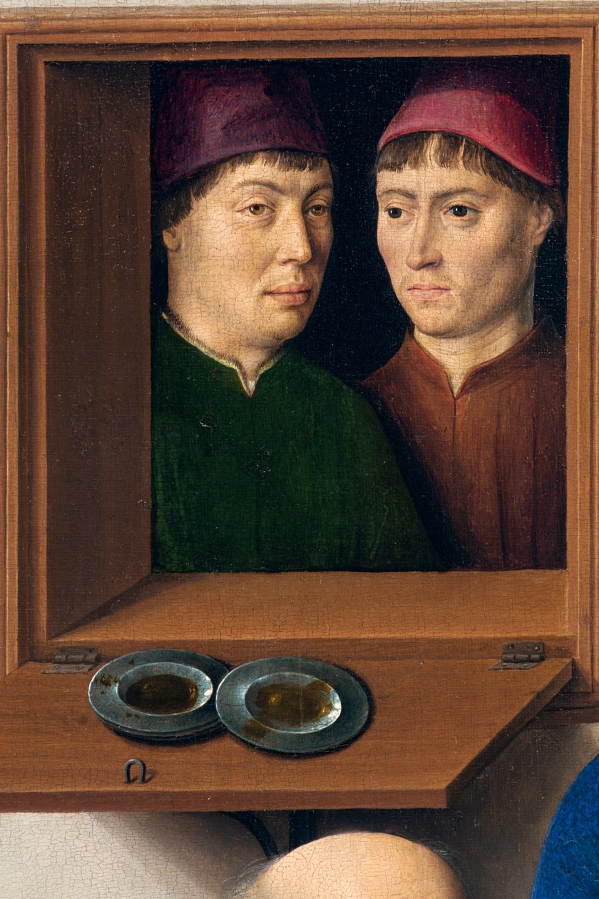 Kościół parafialny (kościół parafialny św. Piotra). obraz. Ostatnia Wieczerza. Szturmowce. 1464-1468. Szczegół. Panel centralny. autorstwa Dirck Bouts