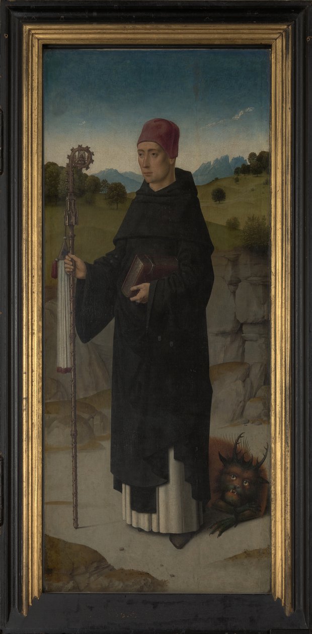 Św. Bernard, lewy panel z Tryptyku św. Erazma, ok. 1460 r. (olej na desce) autorstwa Dirck Bouts