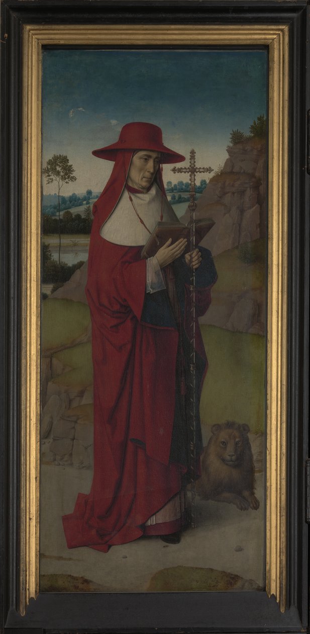 Św. Hieronim, prawy panel z Tryptyku św. Erazma, ok. 1460 r. (olej na desce) autorstwa Dirck Bouts