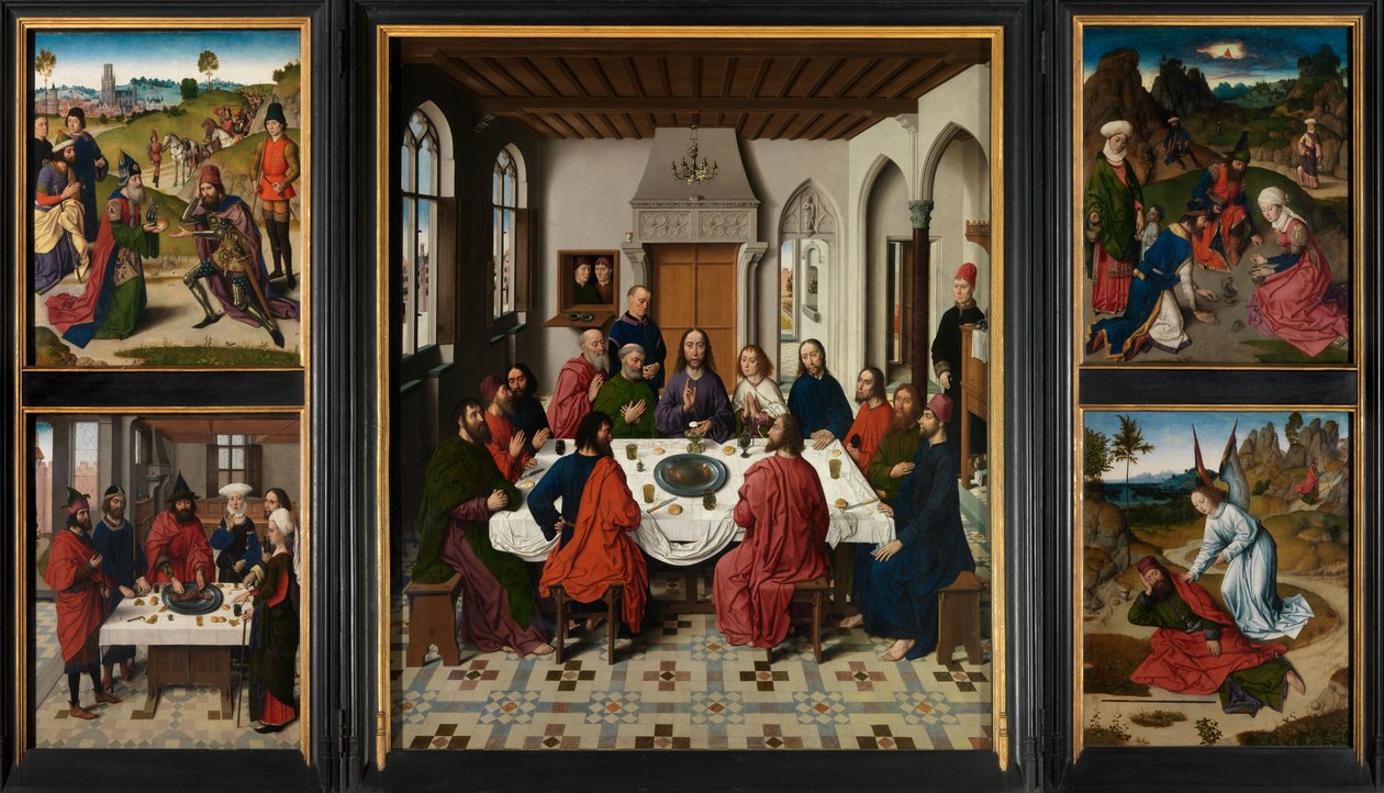 Ołtarz Najświętszego Sakramentu, ok. 1464-68 (olej na desce) autorstwa Dirck Bouts