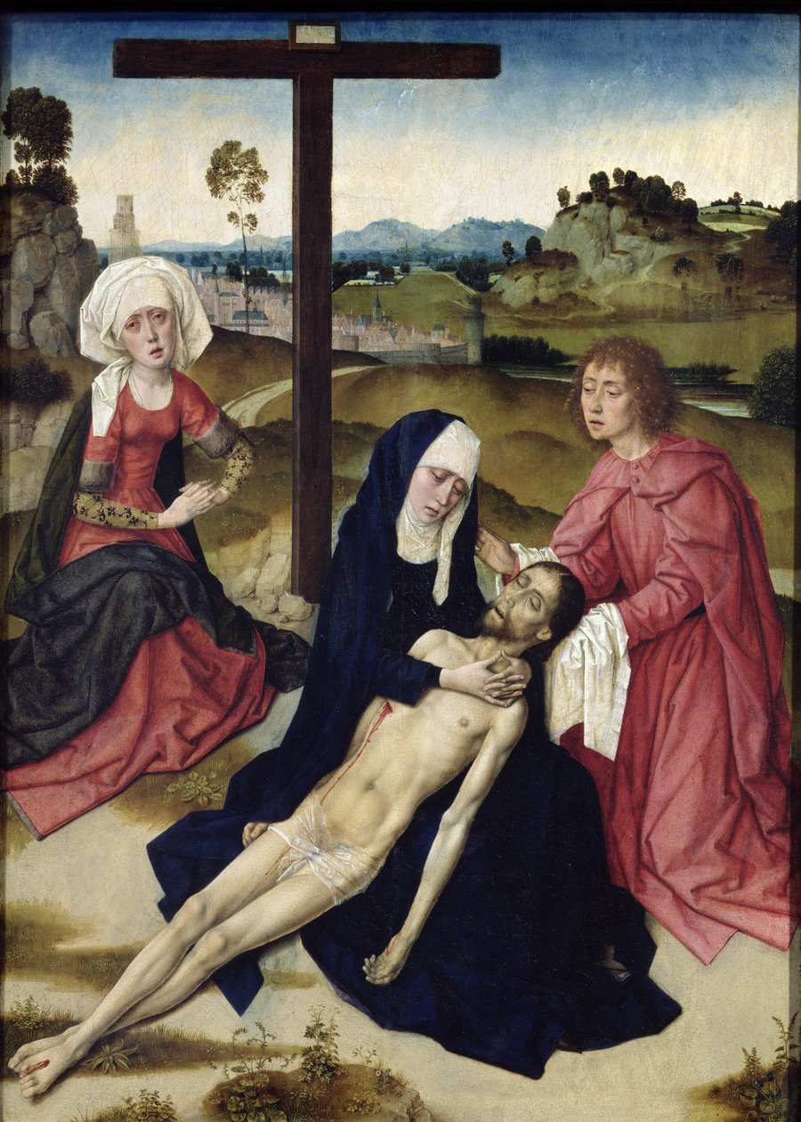 Плач, c.1455-60 (панель, масло) полировка autorstwa Dirck Bouts