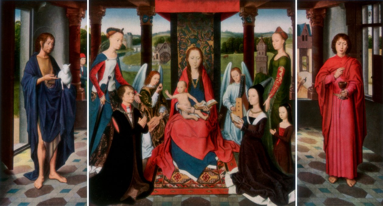 Dziewica z Dzieciątkiem ze świętymi i darczyńcami Tryptyk Donne, c1478 1927 autorstwa Dirck Bouts
