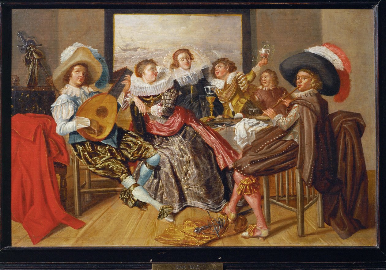 Reunion galante - gejowskie towarzystwo ... autorstwa Dirck Hals