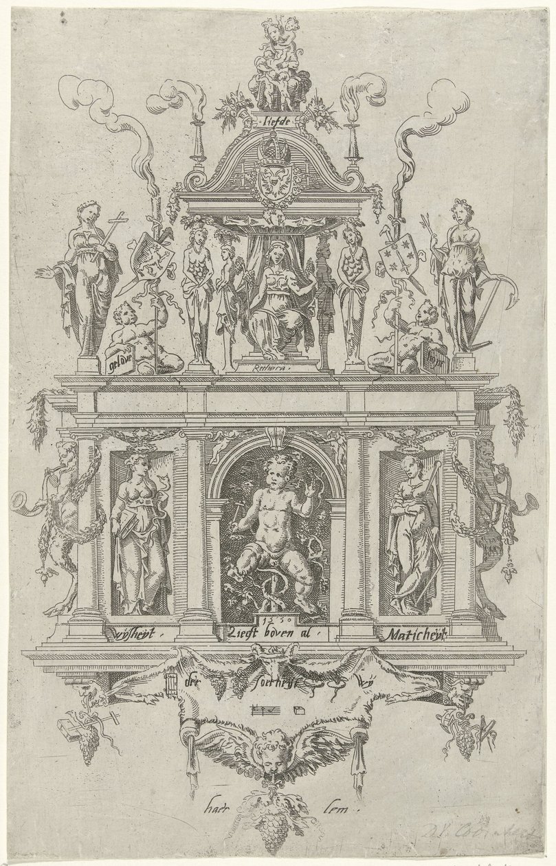Blazon izby Haarlem retoryki De Wijngaertrancken autorstwa Dirck Volckertsz. Coornhert (attributed to)