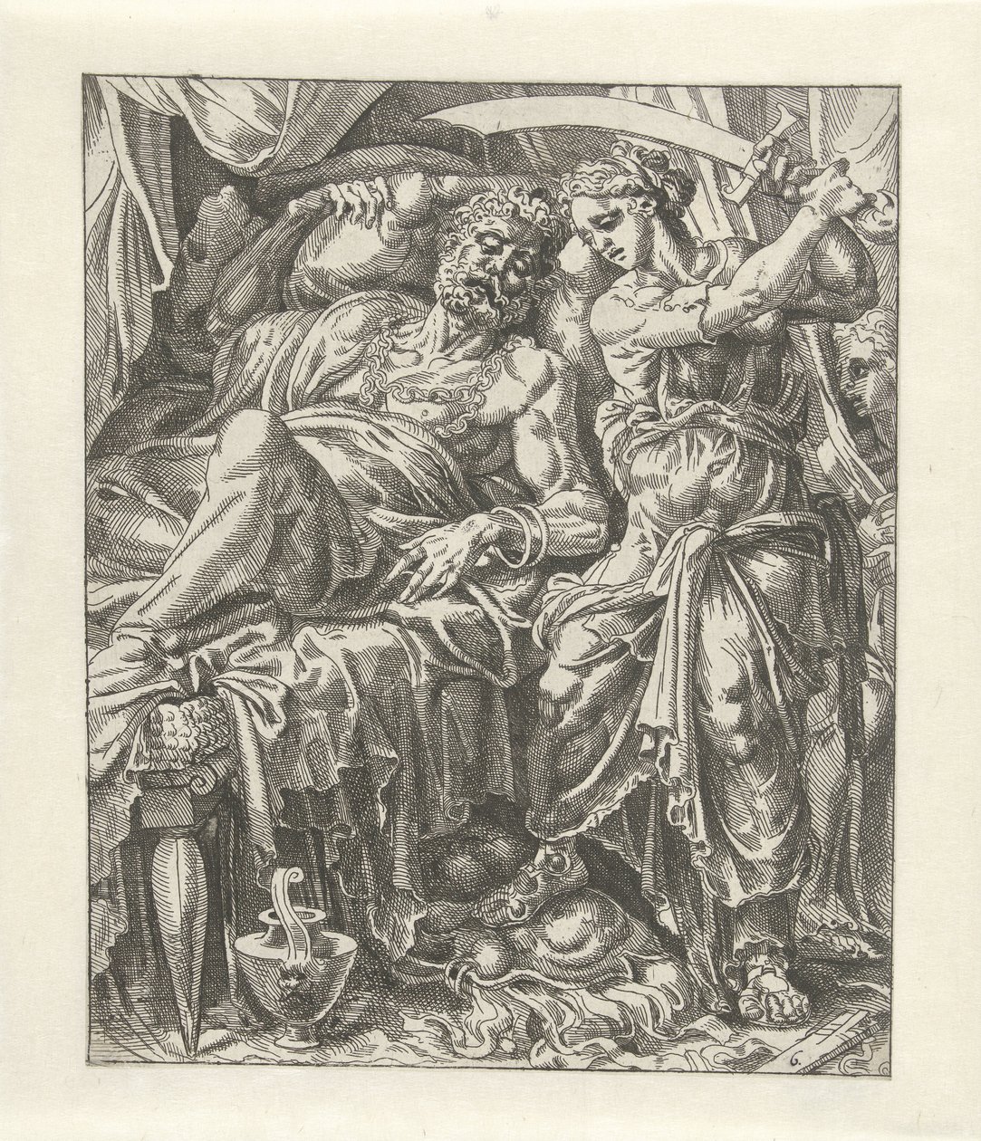 Judit Onthoofdt Holofernes Judyta w Holofernesie (tytuł serii) autorstwa Dirck Volckertsz. Coornhert (attributed to)