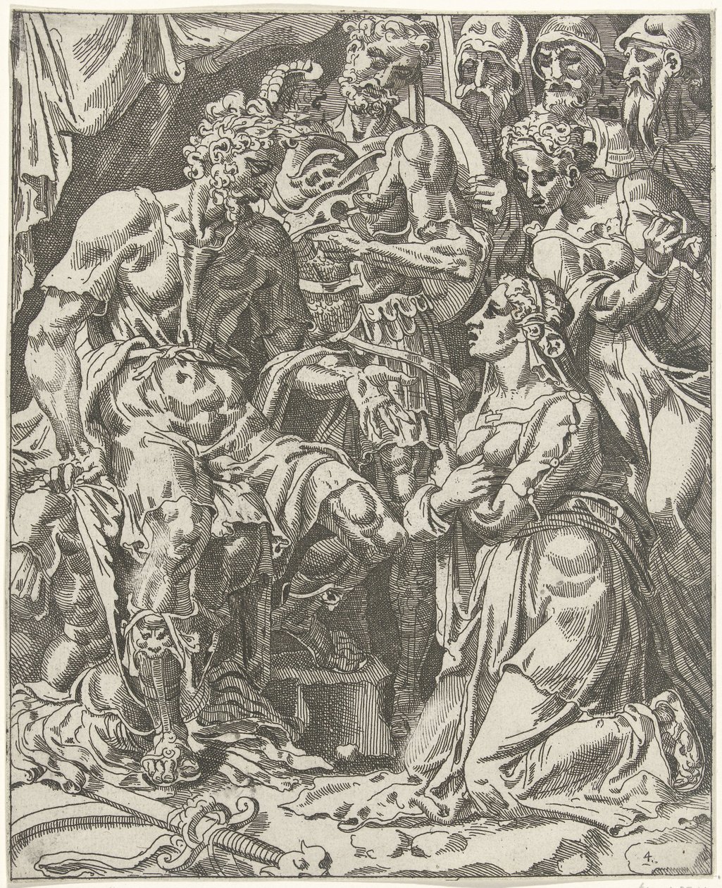 Judith voor Holofernes Judyta w Holofernesie (tytuł serii) autorstwa Dirck Volckertsz. Coornhert (attributed to)