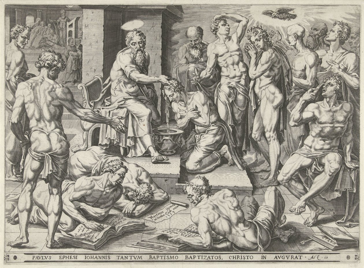 Paweł chrzci mieszkańców Efezu autorstwa Dirck Volckertsz. Coornhert (attributed to)