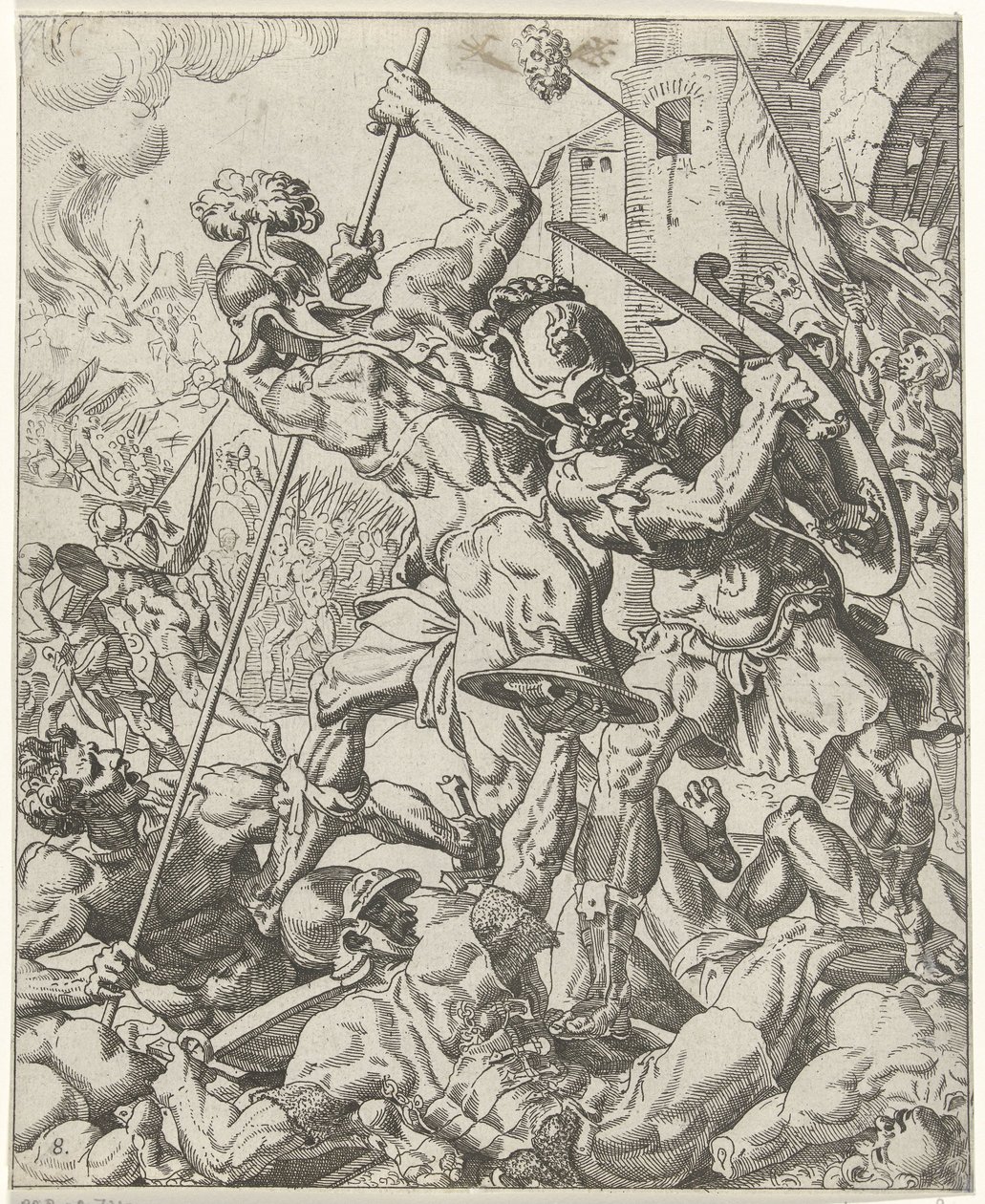 Ucieczka armii asyryjskiej Judit i Holofernes (tytuł serii) autorstwa Dirck Volckertsz. Coornhert (attributed to)