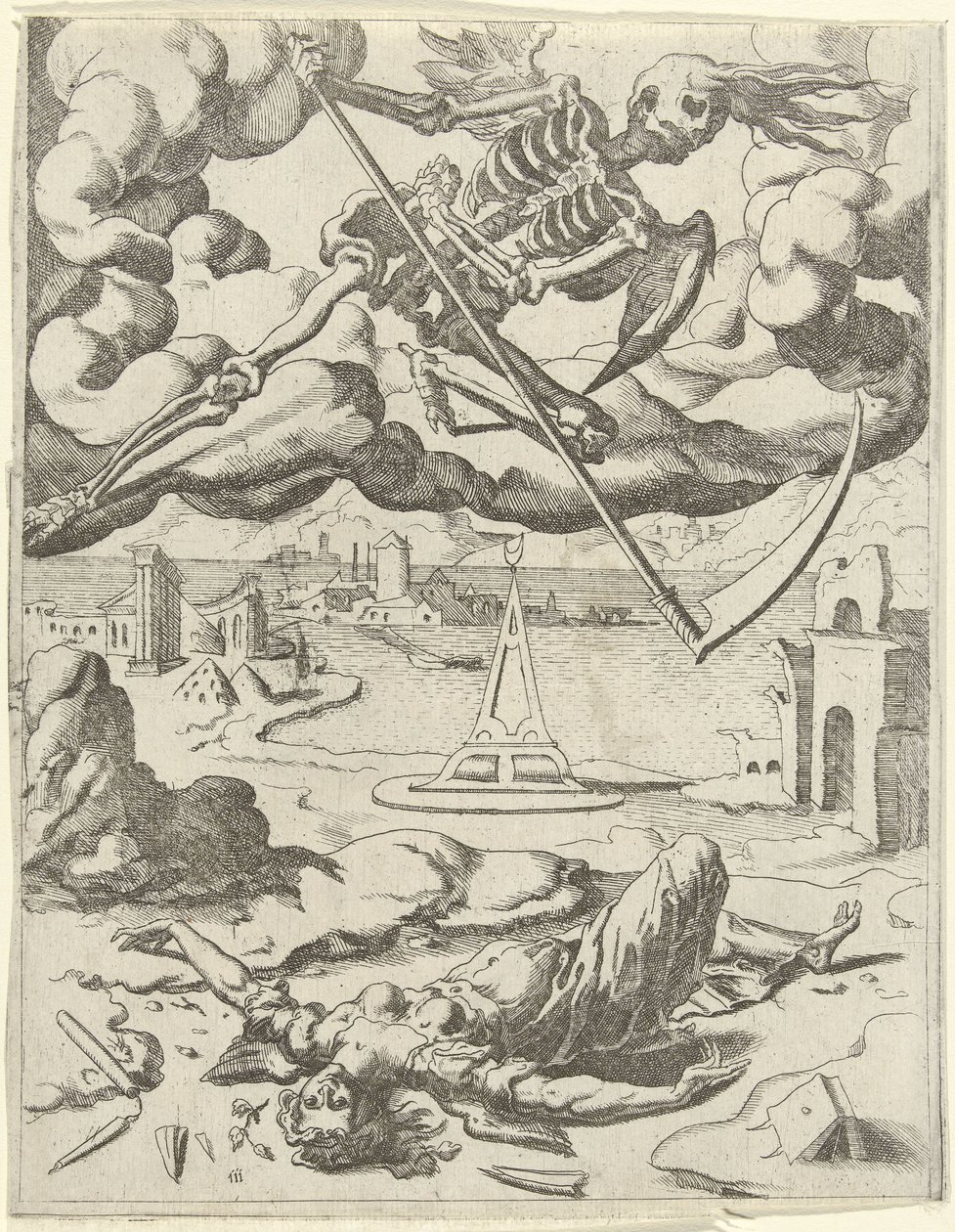 Śmierć zwycięża wiarę Triumfy Petrarki (tytuł serii) autorstwa Dirck Volckertsz. Coornhert (possibly)